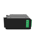 Beefy 48V DIN Rail Power Supply Pumping 120W Regulated Output With Adjustable 48 To 52V Range And Crisp Led Readout Mated With 12 Port Dc Distribution Kit side view with four connection ports.