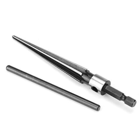 T-handle tapered reamer tool with 6-fluted cutter, 3-13 mm range, 1/4 inch hex shank, 45# steel