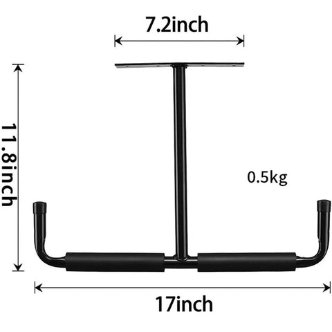 Heavy Duty Ceiling Storage Hooks For Garage Set Must Have, Overhead Rack To Hang Lumber, Ladders, Pipes, Fishing Rods, Bikes And Gear, Space Saving J Hooks, 2 Pack, Sturdy Ceiling Mounted Organizer shown in dimensions