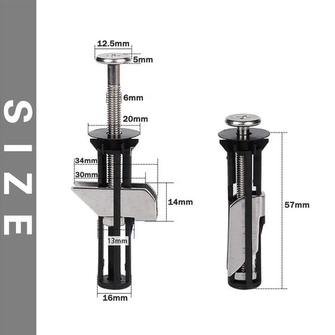 Universal Toilet Seat Bolt Kit With Screws And Quick Release For Easy Installation Replacement Parts includes size details.