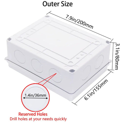 Heavy Duty Junction Box With Ten Open Slots IP65 Waterproof Dustproof ABS Plastic Project Enclosure Wall Mount Electrical Panel side view with dimensions marked.