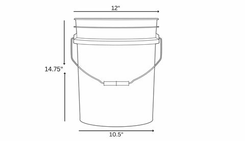 5 Gallon Plastic Buckets Set Of 3 Food Grade Containers With Blue Screw On Lids Made In USA Durable Commercial Grade, diagram view