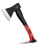 Rugged 15 Inch Camping Axe For Kindling And Wood Chopping With Forged 45 Carbon Steel Head, Rust Resistant Coating, Fiberglass Handle