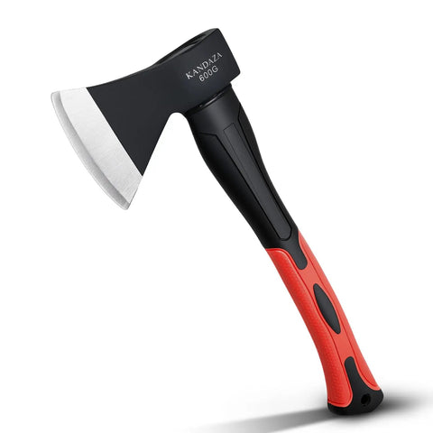Rugged 15 Inch Camping Axe For Kindling And Wood Chopping With Forged 45 Carbon Steel Head, Rust Resistant Coating, Fiberglass Handle