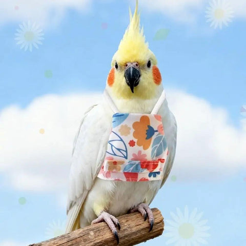 Anti Pinch Bird Flight Suit for Parrots and Small Birds Prevent Loss, Adjustable Walking and Training Gear in floral design outdoors