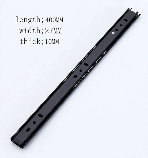 Heavy Duty 16 Inch Drawer Slides 1 Pair Full Extension Under Mount Ball Bearing With Quiet Smooth Action Double Row Steel Balls Hidden Slow Closing Piston Two Fold Setup Built To Last Steel Construction, black steel 400mm drawer slide