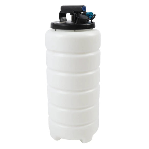 Must-Have 15L Oil Extractor Pump For Quick Auto Fluid Changes! White tank with black cap, ideal for oil extraction in garages.
