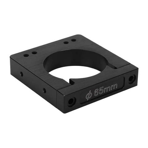Heavy Duty Aluminum CNC Spindle Motor Mount Bracket 65mm Precision Machined Adapter Plate, black anodized finish.