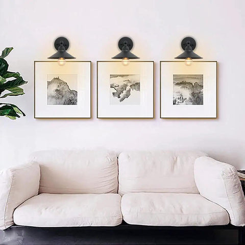Set Of 3 Indoor Reading Wall Sconces Dope Vanity Lights Vintage Industrial Modern Wall Mount Fixtures With Black Matte 6.9 Inch Shade Above Sofa