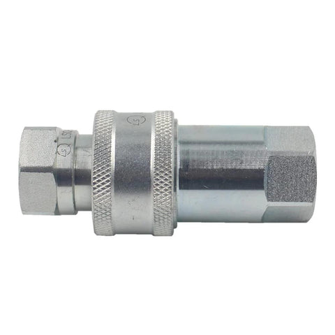 LSQ-S4-04 1/2 in NPT Ag ISO 5675 hydraulic quick-connect tractor coupler, chrome, knurled nut