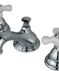 Eight Inch Widespread Bathroom Faucet In Polished Chrome Finish With Dual Cross Handles No Drip Ceramic Disc Cartridge