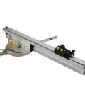 Smooth Operator Copper Miter Gauge For Table Saw And Router Featuring Slick T Track Sliding Brackets Adjustable Fence 27 Degree Stops Dead On precision gauge with adjustable fence and brass knobs.