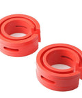 Universal Two Piece Red Rubber Shock Absorber Bushings For Heavy Hauler Car Suspension Tuning Badass Durable Spring Support Replacement Parts Smooth Operator Street Upgrades, 2 pack spring shock pads.