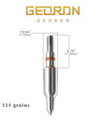 Stainless Steel Arrow Field Points Set Of 12 For Practice Arrows, 125 grain, 0.244 ID, 8 by 32 thread, close-up view.
