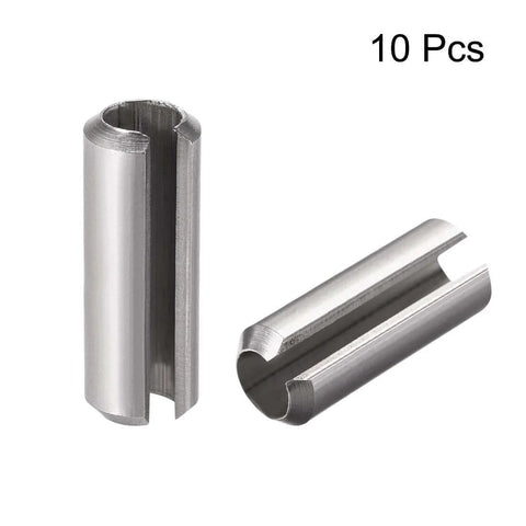 Slotted Spring Pin M8 X 35mm 304 Stainless Steel Roll Pin 10 Pcs Plain Finish Axial Slotted With Chamfered Ends