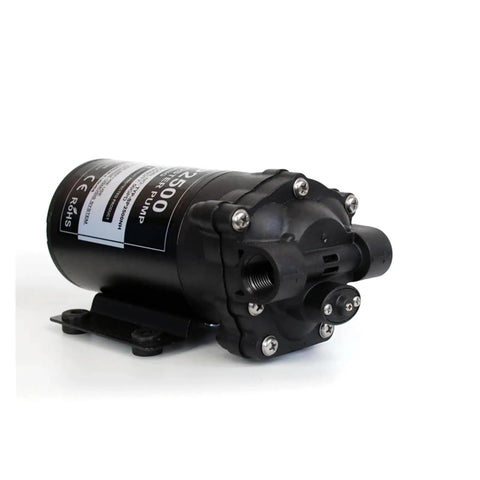 Self Priming RO Water Booster Pump For Well And Storage Tank 50 GPD viewed from side, showcasing black durable material and smooth finish.