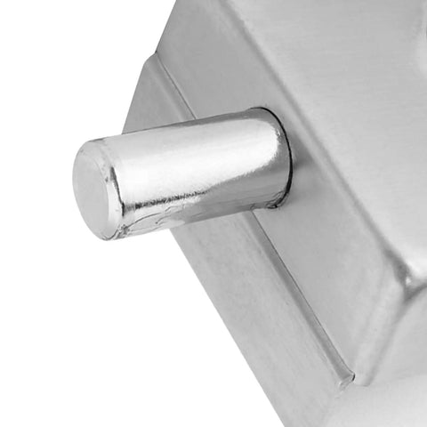 Close-up of the Rock Solid Glass Door Lock featuring corrosion resistant satin nickel twist handle for sliding panels.