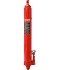 8-ton hydraulic long ram jack with single-piston pump and clevis base, red, Amazon brand, front view