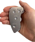 Aluminum Umpire Indicator With Four Dials For Baseball Scorekeeping And Calls, featuring thumb indents in a hand view.