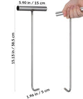 15.15 Inch Stainless Steel Manhole Cover Hook With T Handle Beefy Heavy Duty Lift Hook Tool for Manhole Covers and Sewer Tanks