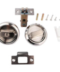 Privacy Door Latch Lock With Keys For Bedroom And Bathroom Doors, stainless steel parts, including screws and latch mechanism.