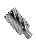 Close-up of OSCARBIDE annular cutter with Weldon shank, 1-9/16 in diameter, 2 in depth of cut