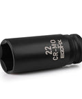Deep Impact Socket 22mm for One Half Inch Drive, CR-MO 6 Point Metric Socket with black phosphoric acid coating, side view