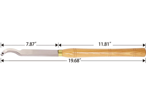 Wood turning tool: carbide-tipped swan-neck hollower with wooden handle, 19.68in overall (Amazon)