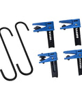Must-Have Brake Hose Clamp Set With 4 Spring Pinch Tools And 2 Hooks, Featuring Mixed Grip Shapes For Fast Brake Fluid Control And Quick Garage Maintenance Work In Any Car Repair Shop Job. Blue and black spring pinch clamps with hooks