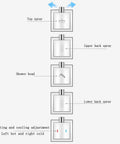 Heavy Hitter Copper Wall Mounted Shower System Rainfall Head spray modes diagram detailing five spray features.