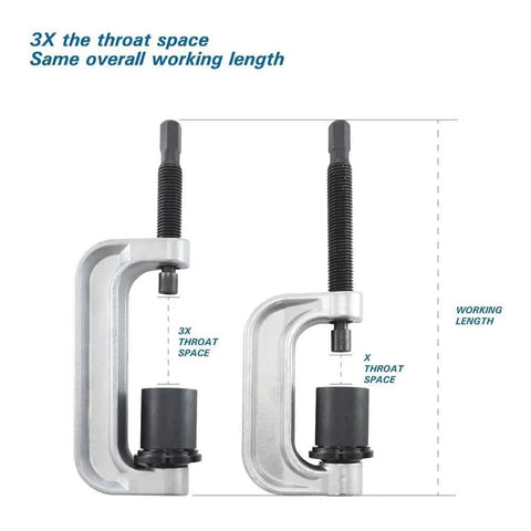 Astro Pneumatic Tool 78100 Goliath Ball Joint XL C-Frame Press, pair of silver metal presses