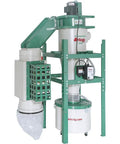 2 Horsepower Dual Filtration HEPA Cyclone Dust Collector with steel frame and 35-gallon drum for woodworking shops.