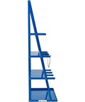 Big Time Vertical Bar Rack Straight Up Knockout Layout Handles Three Thousand Pounds Across Three Wide Bays Nailed Down Gear Storage For Pipes Boards Trim Conduit Built Like A Tank For Crews, side view of blue rack