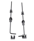 Beefy Heavy Duty 24 Inch Gate Drop Rod For Wood And Metal Fences Black Powder Coated Ground Latch With Mounting Screws Perfect For Locking Single Or Double Gates And Doors Against Wind And Pets, two rods with brackets
