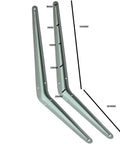 Beefy White Steel London Shelf Brackets 12 X 14 Inch Pack Of One Hundred displayed with measurements for corner mounting.