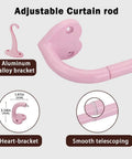 Pink Adjustable Curtain Rod Set With Three Quarter Inch Diameter Extends From 32 To 150 Inches No Rust Blackout Rod For Bedroom Kitchen And Patio Lightweight Yet Sturdy No Fuss Easy Install Fits Wide Windows aluminum alloy bracket telescoping detail