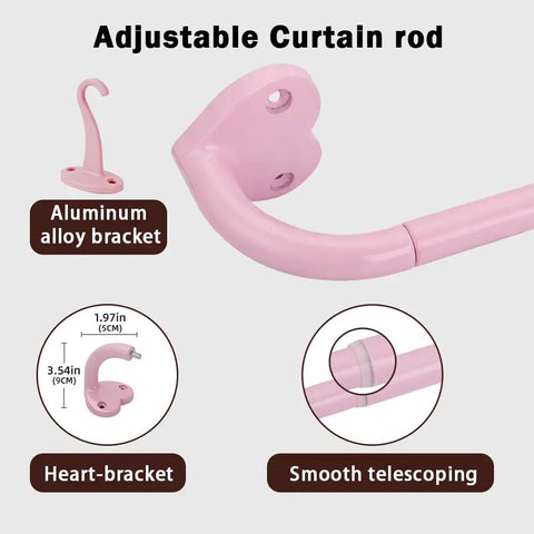 Pink Adjustable Curtain Rod Set With Three Quarter Inch Diameter Extends From 32 To 150 Inches No Rust Blackout Rod For Bedroom Kitchen And Patio Lightweight Yet Sturdy No Fuss Easy Install Fits Wide Windows aluminum alloy bracket telescoping detail