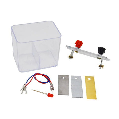 Hands-On Galvanic Cell Experiment Kit For Chemistry Learning with box, wiring, metal plates and connectors for electric experiments