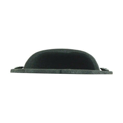 Badass Wrought Iron Cup Bin Pull featuring rock solid construction with a matte black finish, 3x2in size for cabinets.