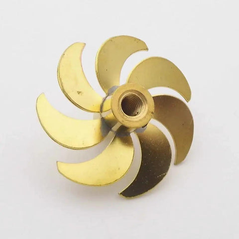 Copper 7 Blade RC Boat Propeller M4 28mm Right Hand Shaft For Submarines And Scale Marine Models Pro Grade Top View
