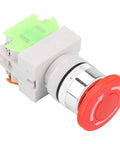 Emergency Stop Button Self Locking Mushroom Push Button Switch 22mm Mount Insulated Design for industrial safety.