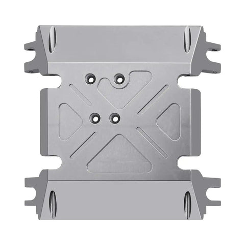 Top view of CNC Aluminum Center Gearbox Mount and Transmission Skid Plate for Axial Wraith 1 by 10 RC Crawler 90018 Gray Upgrade Part