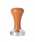 Top Shelf Espresso Coffee Tamper With Polished Stainless Steel Base And Sturdy Wooden Grip, 2x2 inch for even coffee grounds.
