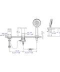 HomeStock Handheld Shower System with Solid Brass Construction and Polished Chrome Finish for Bathroom, detailed dimensions and layout.