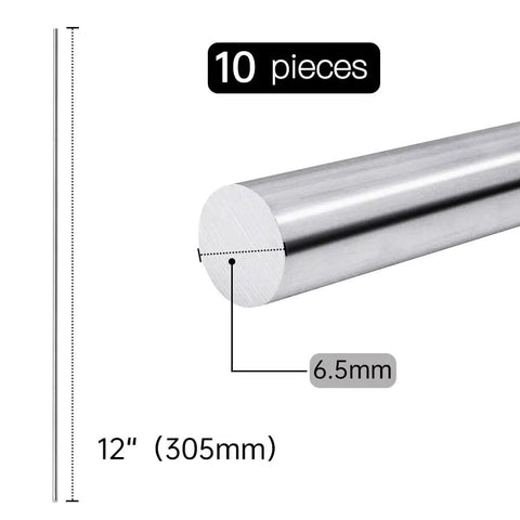 6061 Aluminum Round Rod One Quarter Inch Diameter 305mm Length Ten Pack Solid Rod Stock For DIYers Machining Model Making