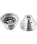 Heavy Duty Aluminum 5 Step Variable Pulley Kit For Benchtop Drill Press With 14mm And 22mm Bore, K26 Rubber Belt Included For Fast Drive Transmission On Small Motor Shafts. Two aluminum pulleys shown