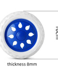 2 Pack Heavy Duty Luggage Caster Wheels 6.3 Inch Diameter Replacement For Travel Trolleys showing white wheel with blue center
