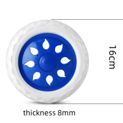 2 Pack Heavy Duty Luggage Caster Wheels 6.3 Inch Diameter Replacement For Travel Trolleys showing white wheel with blue center