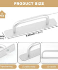 2 Pack Self Stick Adhesive Cabinet Handles No Drilling Instant Pull Handles, size guide with dimensions, aluminum alloy, rust resistant