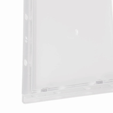 Close-up angle of Top Shelf Eight By Ten Inch White Abs Plastic Plumbing Access Panel with smooth swiveling lid.